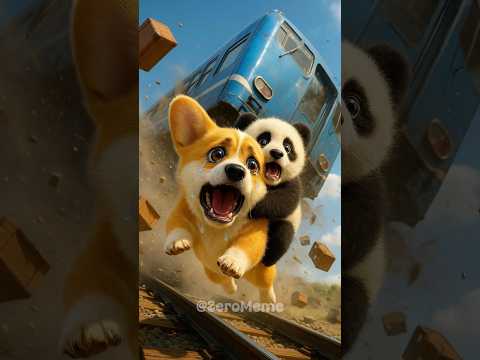 The poor puppy saves his panda friend #cutedog #funnydogs