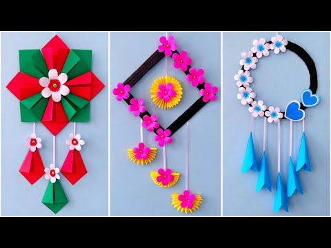 3 Easy DIY Flower Wall Hanging Craft Ideas with paper / Art and Craft Handmade Home Room Decoration