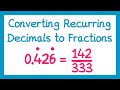 Recurring Decimals and Their Fractions