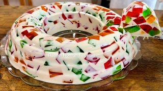 GELATINA MOSAICO CREMOSA Y DELICIOSA 😋 sobremesas 