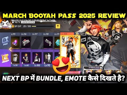 NEXT MARCH MONTH BOOYAH PASS 2025 FREE FIRE NEW ELITE PASS SEASON 27 FULL REVIEW BUNDLE FF EMOTE