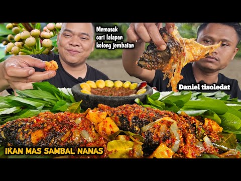 Tisoledat nyeri bool 🤣 memasak mencari lalapan dialam ! Mukbang ikan mas sambal nanas, Ngalimed