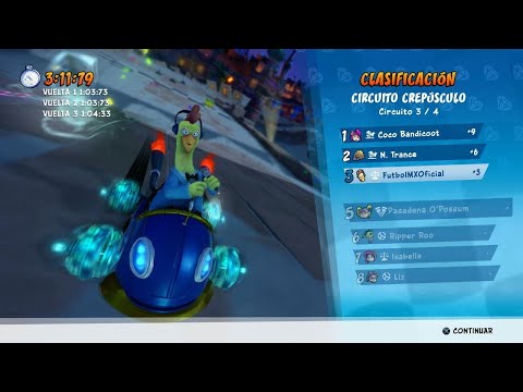 Crash CTR | Pista Circuito Crepusculo | Termino en Tercer Lugar con Chick | Dificultad Dificil