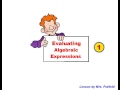 Evaluating Algebraic Expressions