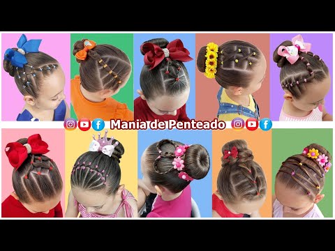 10 Penteados Infantis Fáceis com Coque 🥰| 10 Easy Buns Hairstyles for Little Girls 😍💕