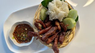 how to make Deep-fried pork or beef jerky | Recipes Deep fried Pork Jerky .