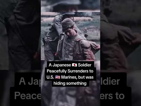 a japanese soldier peacefully surrenders to us marines but was hiding something