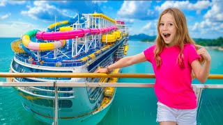Nastya and Evelyn having fun on a cruise