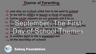 September, The First Day of School Themes