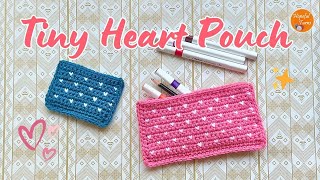 How to Crochet Mini Heart Stitch Pencil Pouch with Zipper | Easy zipper crochet wallet for Beginners