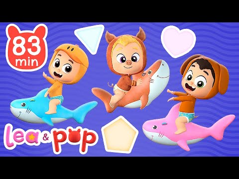 Baby Shark en los toboganes de colores y más música para bebés 🦈Canciones infantiles de Lea y Pop