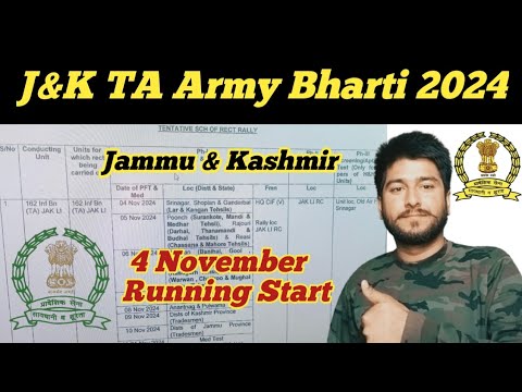 J&K TA Army Bharti 2024 ll New Notification Out ll 4 November Running Start ll J&K 162 INF Bn JAK LI