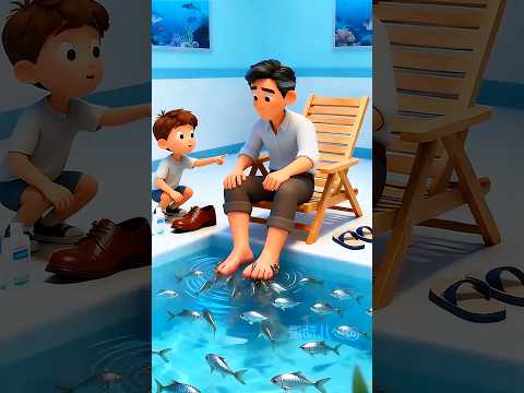 Ikan itu membersihkan kaki ayahku! #shorts #kartun #animasi