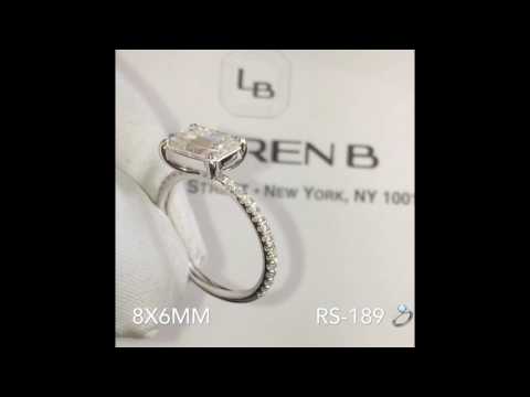East West Emerald Cut Moissanite Ring