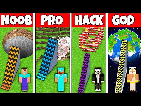 Minecraft Battle: NOOB vs PRO vs HACKER vs GOD! SUPER RAMP SPRINGBOARD BUILD CHALLENGE in Minecraft