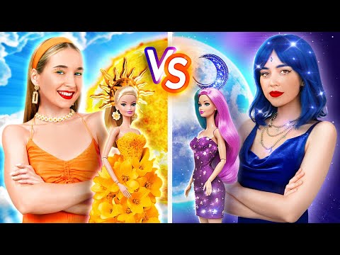 ☀️ CAMBIO DE LOOK DE MUÑECA DE DÍA VS NOCHE 💫 Desafío Púrpura de Rica vs Pobre 😱 Por 123 GO! TRENDS