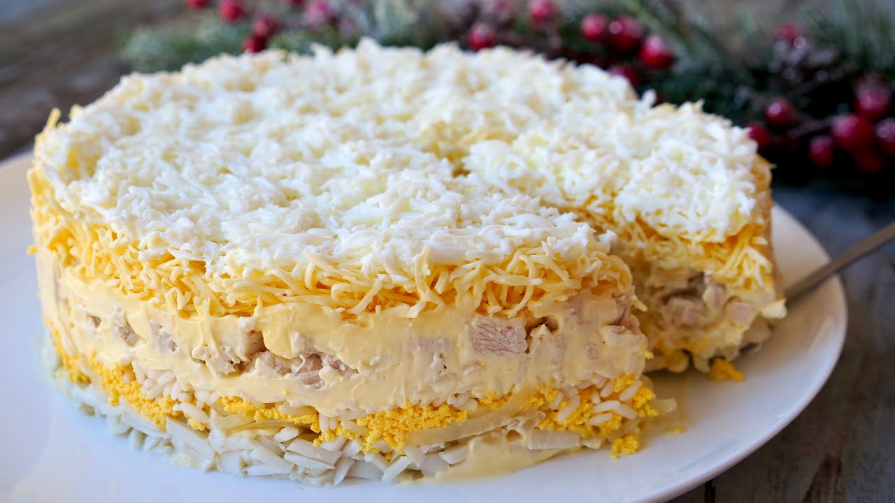 Вкусный и сытный салат на праздничный стол