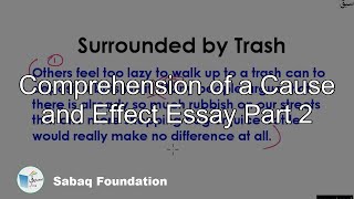 Comprehension of a Cause and Effect Essay Part 2