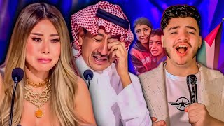 بأغنية يا ضمير العالم شوف غزة شاب فلسطيني يبكي لجنة التحكيم في النهاية برنامج#ArabsGotTalent