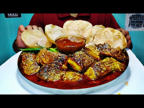 First Time i Eat - Very Oily Katla Fish Curry With Poori/Puri | Bengali Food 1 Fish Masala