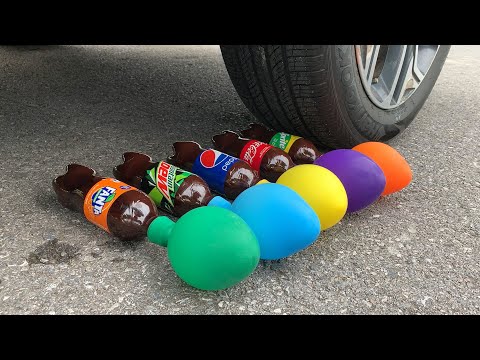 Experiment Car vs Coca Cola, Fanta, Pepsi vs Balloons | Crushing crunchy & soft things by car !
