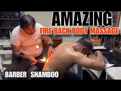 Asmr head massage, fire back body massage by Indian barber Shamboo