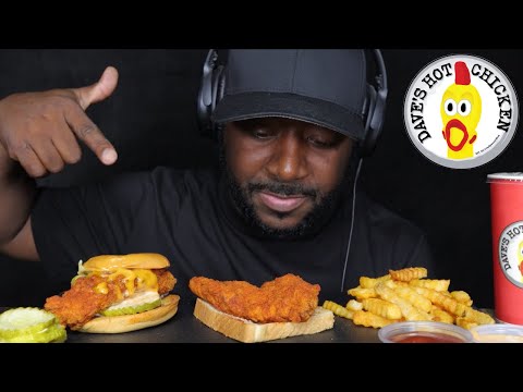 ASMR EATING DAVES HOT CHICKEN & SEASONED CRINKLE FRIES MUKBANG (NO TALKING) TCASMR