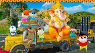 GTA V: Shinchan & Franklin Bought 100 Feet Ganesh Idol in GTA 5 | Ganesh Chaturthi Special Ep 2