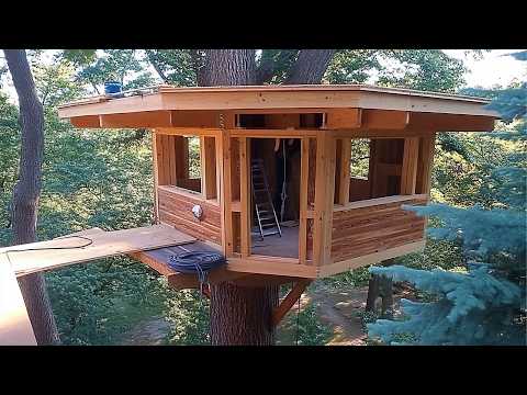 Man Builds DIY TREEHOUSE 16ft HIGH in the Forest | Start to Finish by @Wild_Hammer