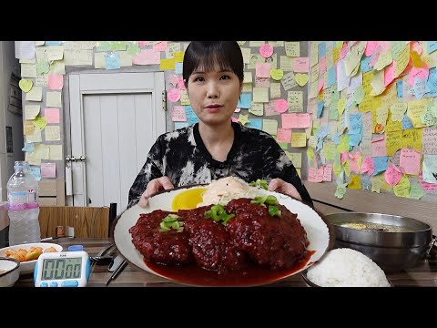 도전먹방♡ 오랜만에 디진다돈까스 도전 하러 갔어요☺️ 그때보다 더 맵고 뜨거웠어요. !!!! 매운, 돈까스, 냉면, 먹방. mukbang, spicy, kimchi, ASMR.