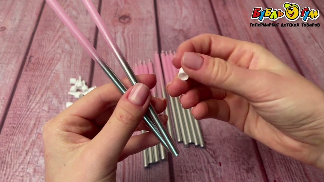 Свечи Металлик розово-серебряные с держателями 12шт 15см - видео