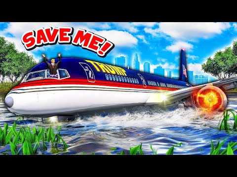 Trump Force One LANDS in a SWAMP in GTA 5 and IT'S SINKING FAST!