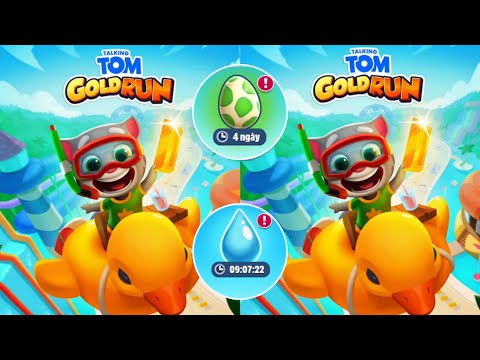 Talking Tom Gold Run Water Park Update - Super Tom vs Stone Age Hank - Android Gameplay