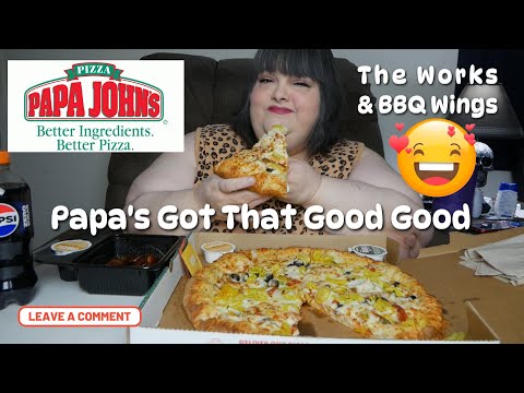 Papa John's Got That Good Good With Epic Garlic Stuffed Crust and BBQ Wings Mukbang