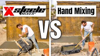 Is This HUMAN POWERED CONCRETE MIXER a GIMMICK or GENIUS?!?! Steele Mixer vs Hand Mixing Test.