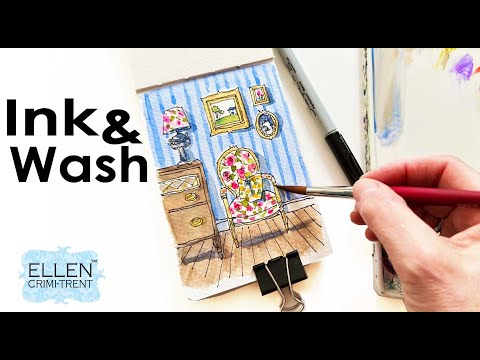 Ink and Wash Watercolor mini sketchbook tutorial