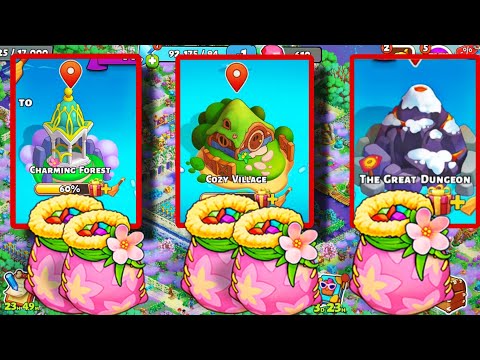 5 Pink Bags on Charming Forest, Cozy Village, The Great Dungeon | Family Island | Oct 2024