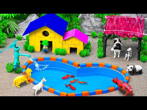 DIY Mini Farm Diorama With House For Cow | mini Wooden bridge | water pump