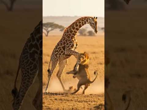 기린과 사자의 대결 6탄!, 눈에 보이면 맞는 사자!! #wildlife #animals #동물의왕국 #대결 #결투 #기린 #사자
