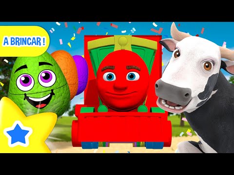 O Trem 🚂 com Ovos Surpresa Coloridos 🥚Vamos Brincar! Fazenda do Zenon em PORTUGUÊS do BRASIL