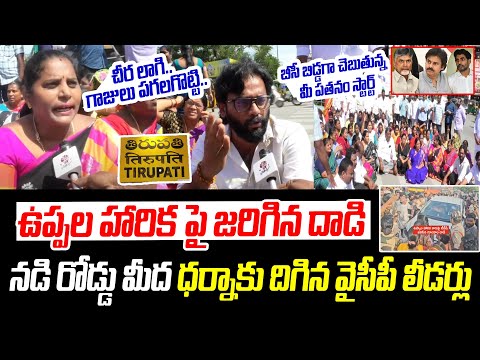 ✊📢నడి రోడ్డు మీద ధర్నాకు దిగిన వైసీపీ లీడర్లు | Tirupati | TDP Attack On Uppala Harika | PCD