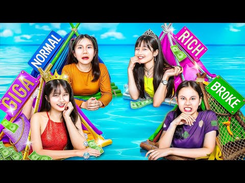 Cô Gái Nghèo Vs Giàu Vs Siêu Giàu Vs Bình Thường Trên Hoang Đảo!