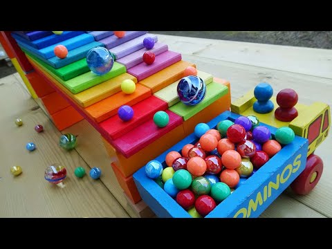 Marble Run Race ☆ HABA Slope & Pitagora Track Course, Halloween Marble Rainbow Stairs