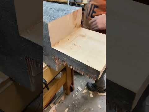Cutting a tenon  in 12 x 12 #wadkintemple #woodworking #woodwood #architecture #diy #ras
