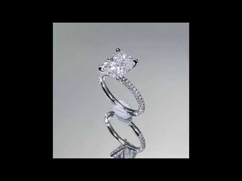 4 carat Cushion Cut Diamond Three-Row Band Engagement Ring
