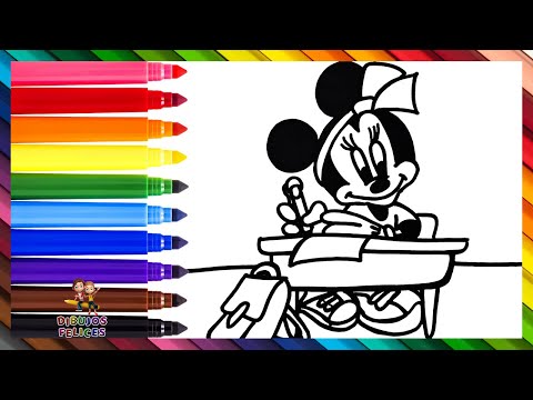 Dibuja Y Colorea A Minnie Mouse En El Colegio ⚫🎀⚫🏫🎒📕🔤✏️✂️ Dibujos Para Niños