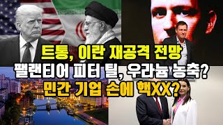 트통, 이란 재공격 전망/ 팰랜티어 피터 틸, 우라늄 농축?/ 민간 기업 손에 핵XX?