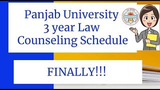Panjab University 3 year Law Counselling| Punjab University 3 year Law Admissions 2025