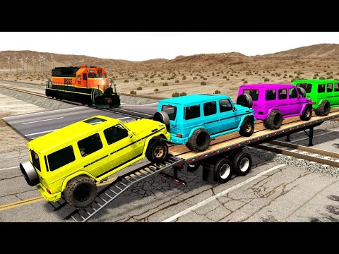 Flatbed Truck Mcqueen | Transportation with Truck - Pothole vs Car #3 - BeamNG.Drive