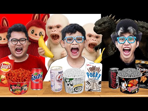 MAKAN MAKANAN KINGKONG VS GODZILA VS LABUBU BOCIL JADI PEMENANGNYA YANG LAIN JADI NGAMUK!